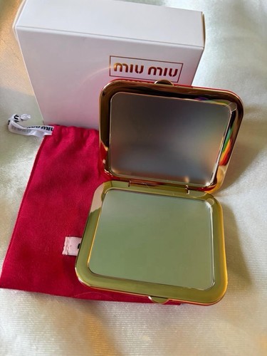 Miu Miu Quilted Red Compact Makeup Mirror with Pouch & Box - photo 2