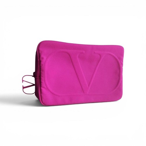 Valentino Pink Beauty Pouch Cosmetic Makeup Bag Zipper Toiletry
