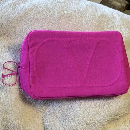 Valentino Pink Beauty Pouch Cosmetic Makeup Bag Zipper Toiletry - photo 4