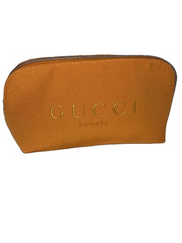 Gucci Beauty Flora Makeup Bag Orange Canvas Cosmetic Pouch