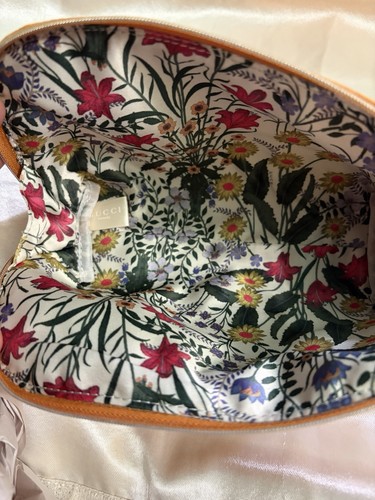 Gucci Beauty Flora Makeup Bag Orange Canvas Cosmetic Pouch - photo 5