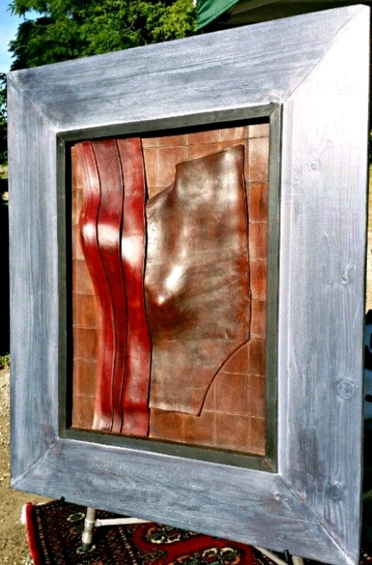 Vintage Italian Thick Vegetable Leather Art 34 x 28 Inches - photo 2