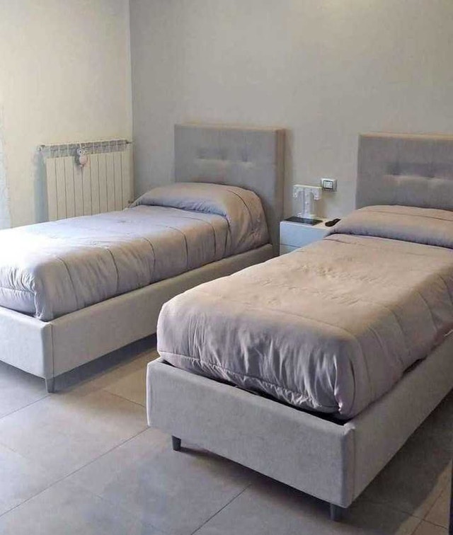 Set of Two Upholstered Twin Bed Frames