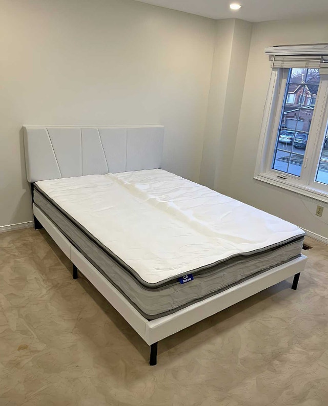 Queen Size Bed Frame with Brand New Sealed Mattress