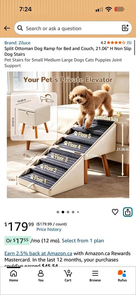 Brand New Large 21.6” Tall Dog Ottoman Ramp