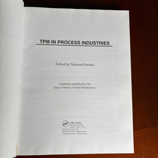 TPM in Process Industries • Tokutaro Suzuki • Hardcover Book - photo 4