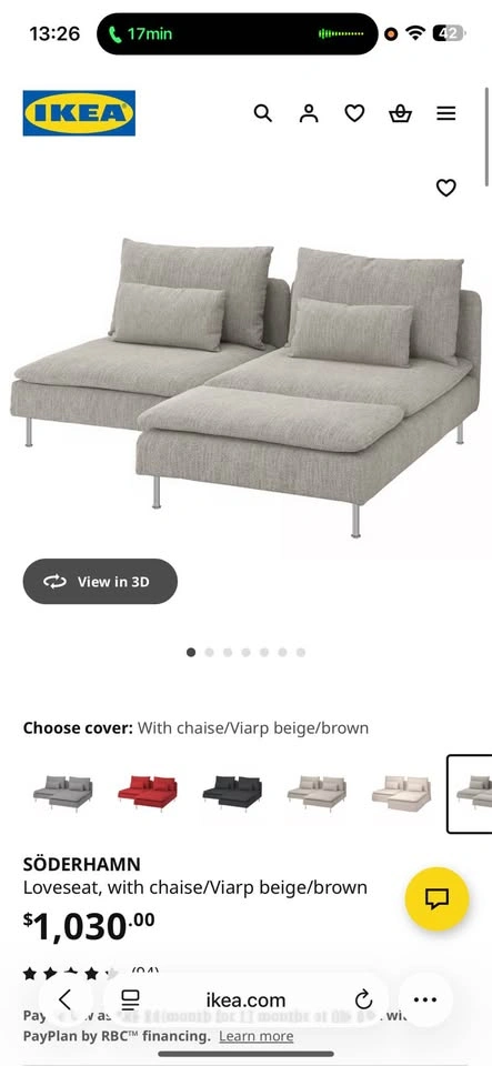 IKEA SÖDERHAMN Loveseat with Chaise - photo 4