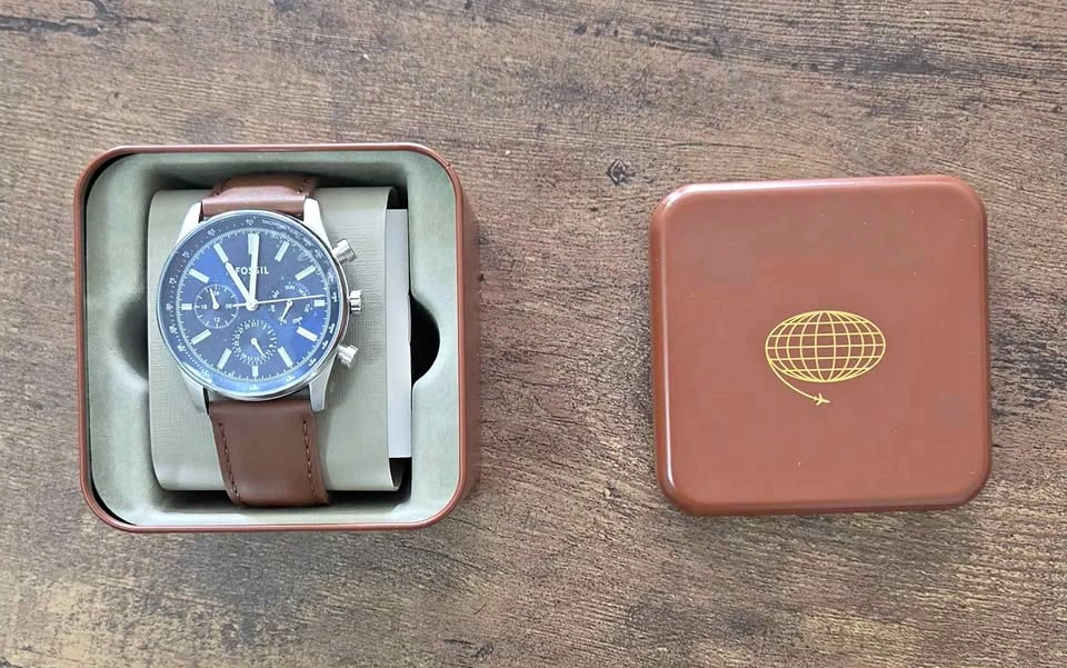 Fossil Sullivan 44 mm Multifunction Brown LiteHide™ Leather Watc
