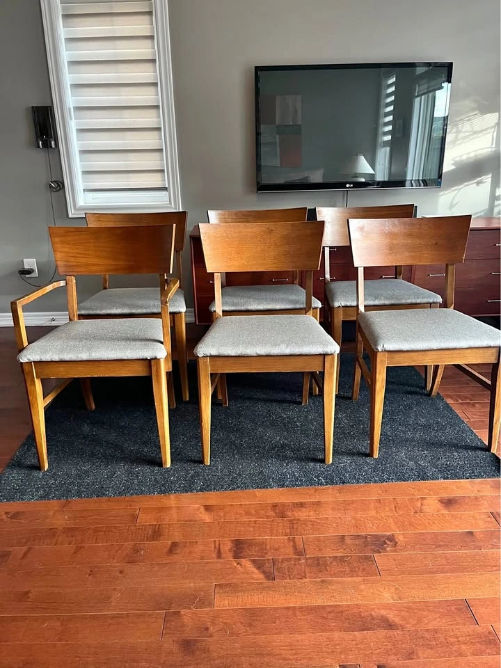 Mid-Century Modern Wood Dining Chairs - Set of 6