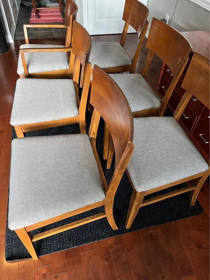 Mid-Century Modern Wood Dining Chairs - Set of 6 - photo 2