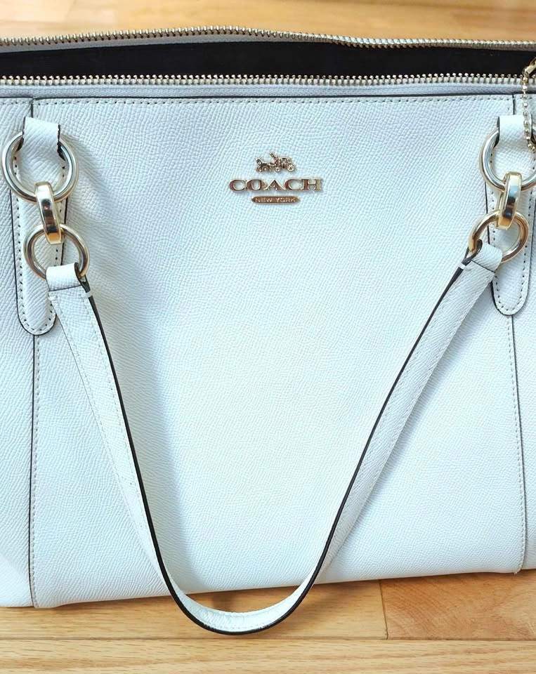 [GOOD CONDITION] COACH Ava Tote Crossgrain Leather White - photo 3