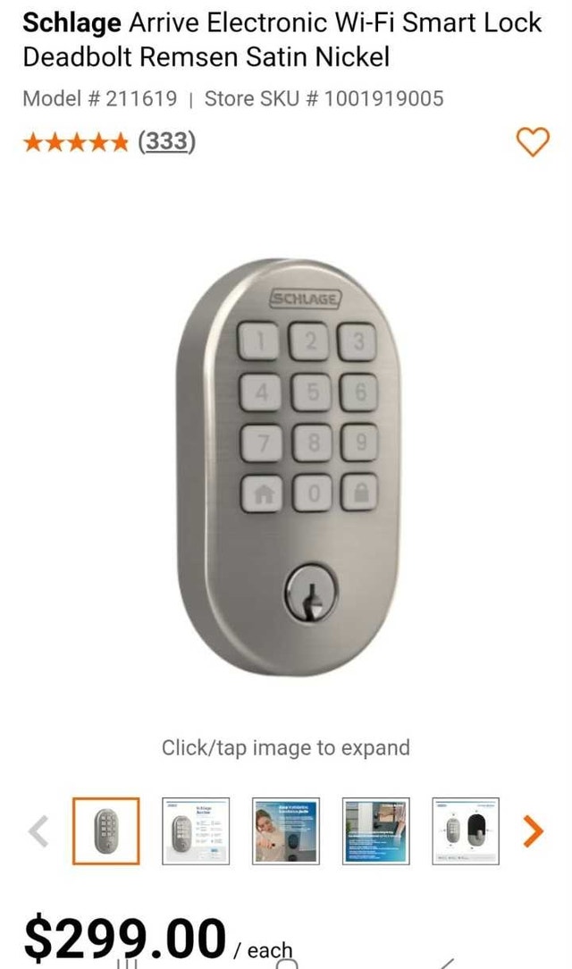 Schlage Arrive Electronic Smart Lock Deadbolt