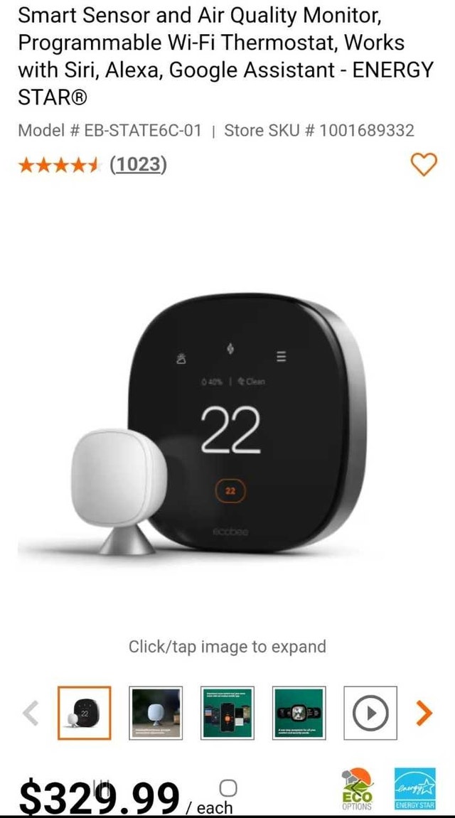Smart sensor and Air Quality WiFi thermostat - ENERGY STAR