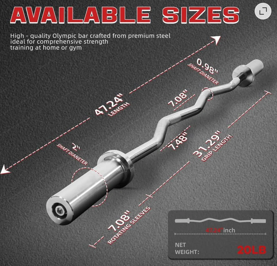 Brand New Signature Fitness 4FT Olympic EZ Curl Bar - photo 4