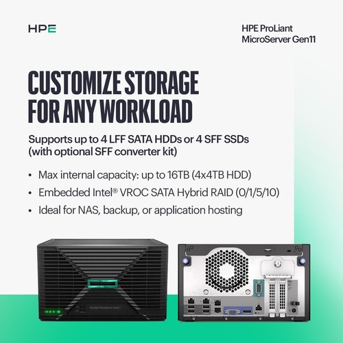 HPE ProLiant MicroServer Gen11 Tower Server, Intel Xeon 6325P - photo 2