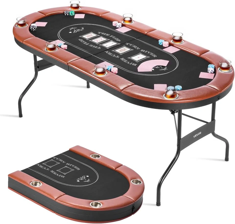 VEVOR 72" Foldable 8-Player Poker Table with Cup Holders - photo 2