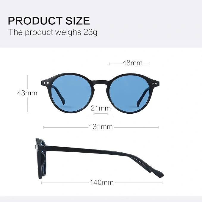 ZENOTTIC Round Polarized Sunglasses (Black Frame / Blue Lens) - photo 3