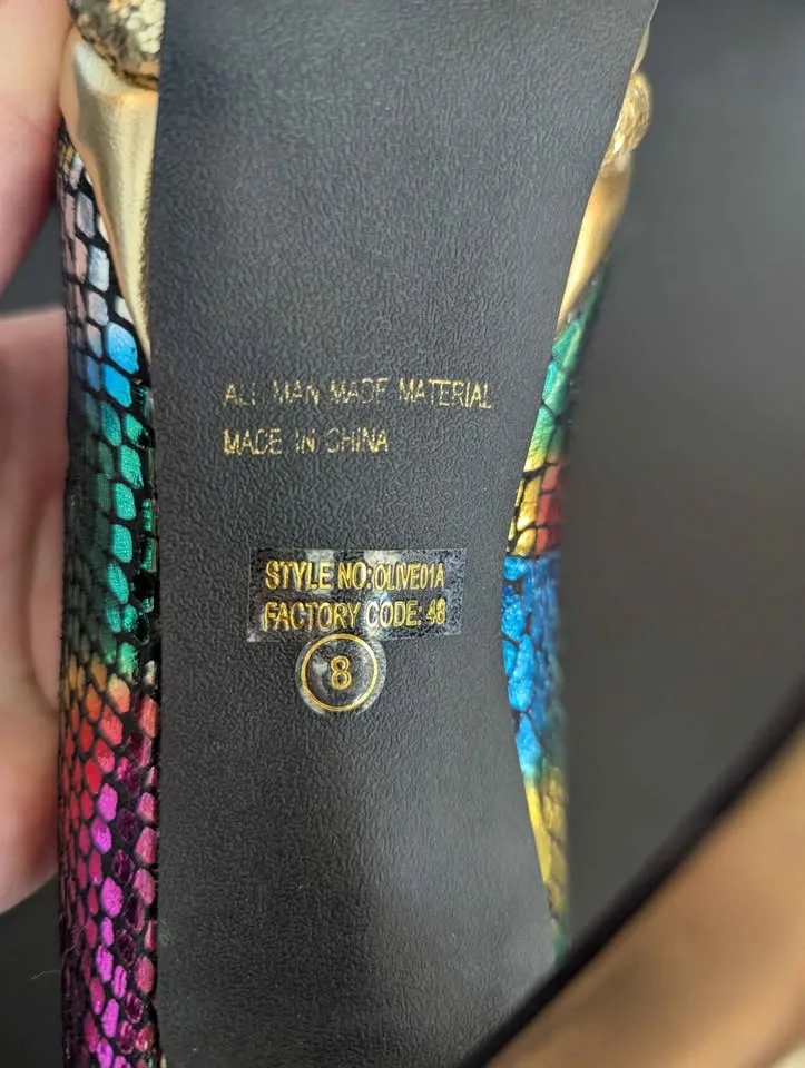 Wild Rose Rainbow Snake Print Platform Heels! Size 8 image indicator(3)