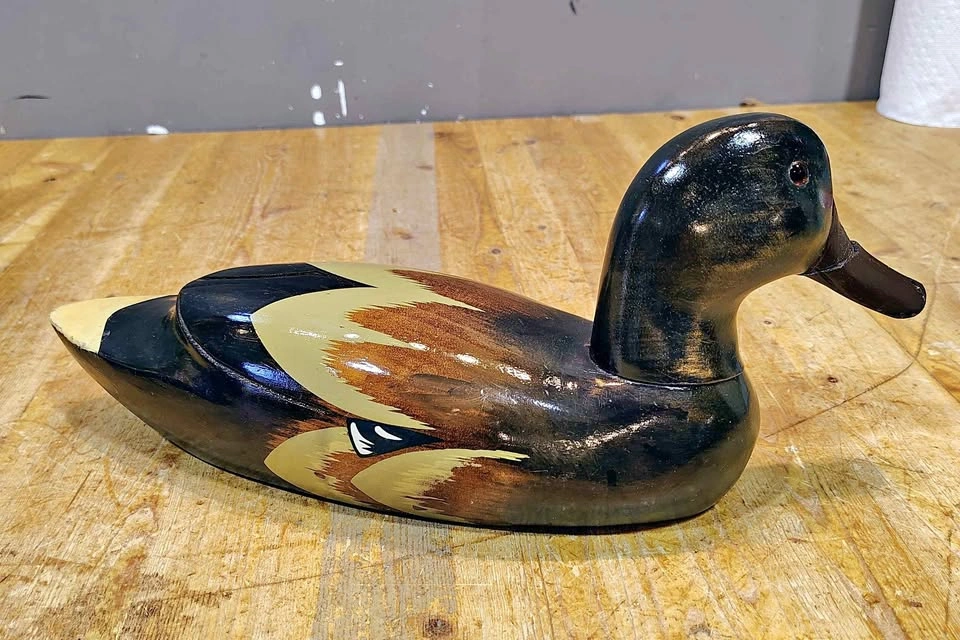 VINTAGE WOODEN DUCK DECOY MALLARD HEN STYLE 14" LONG