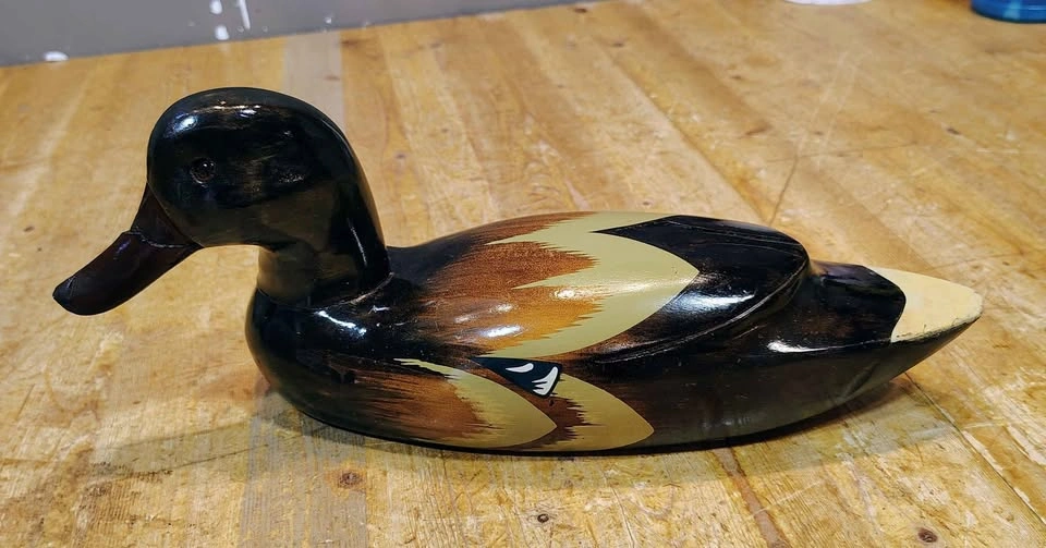 VINTAGE WOODEN DUCK DECOY MALLARD HEN STYLE 14" LONG - photo 3