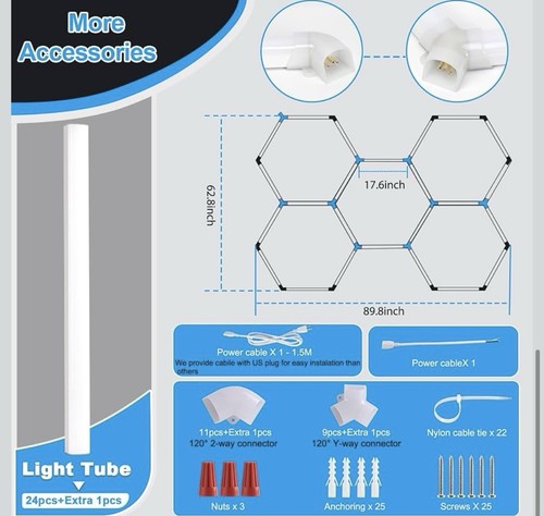 LZHOME Hexagon Garage Light: 5 Grids Updated Bigger Size - photo 5