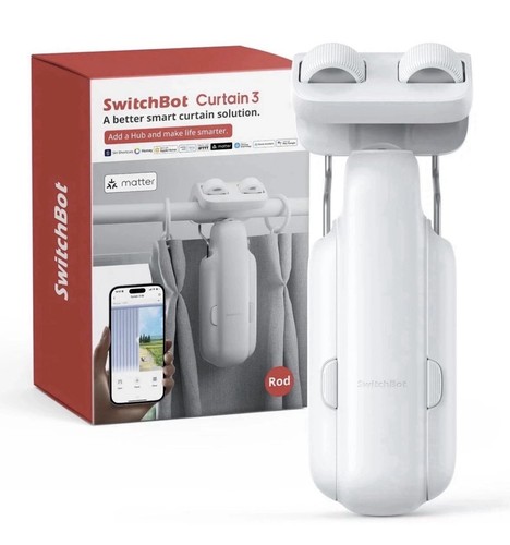 SwitchBot Curtain 3, Rod, Smart Curtain Opener, White