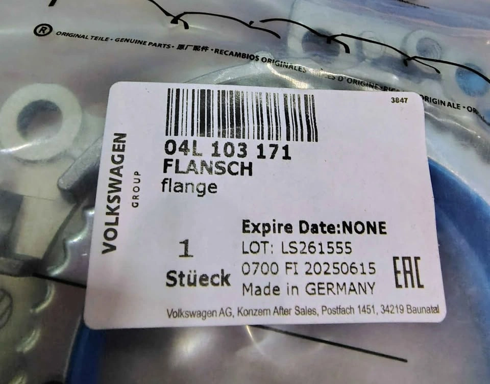 ORIGINAL VW REAR Main SEAL MADE IN GERMANY OEM NBR 04L 103 171 - photo 3