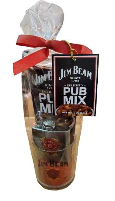 NEW JIM BEAM FLASK AND PEANUTS GIFT SET