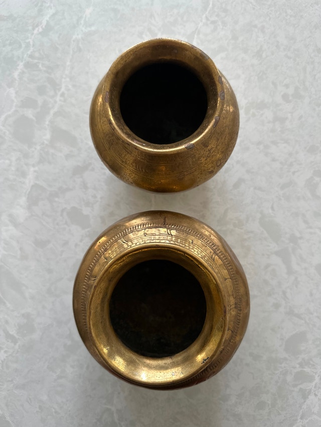 Vintage Hand Crafted Brass Water Pots. Set of two. - photo 4
