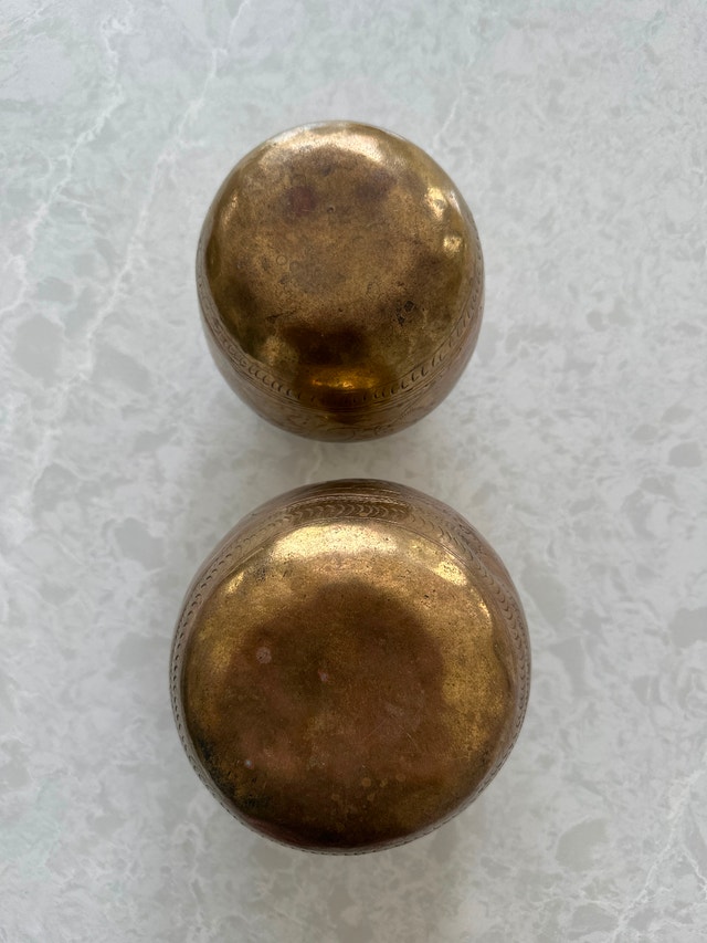 Vintage Hand Crafted Brass Water Pots. Set of two. - photo 5