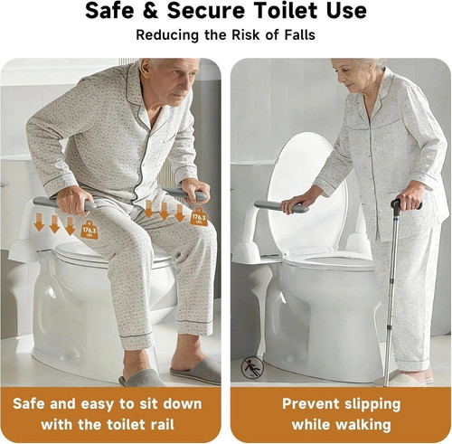 Heavy Duty Toilet Safety Rails for Seniors with Flip-Up Handle - photo 3