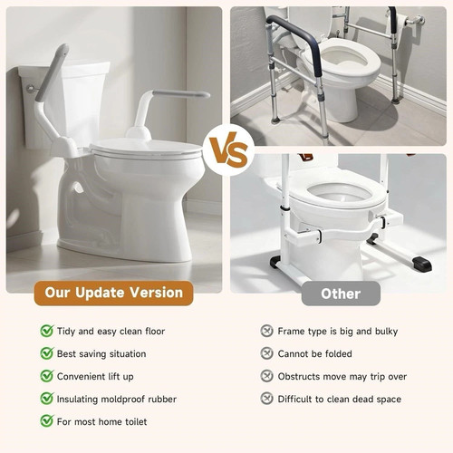Heavy Duty Toilet Safety Rails for Seniors with Flip-Up Handle - photo 4