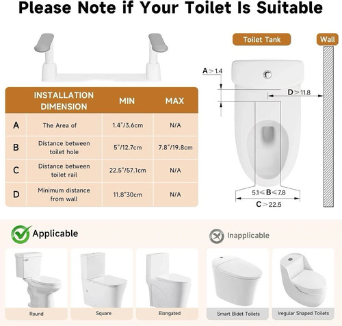 Heavy Duty Toilet Safety Rails for Seniors with Flip-Up Handle - photo 5