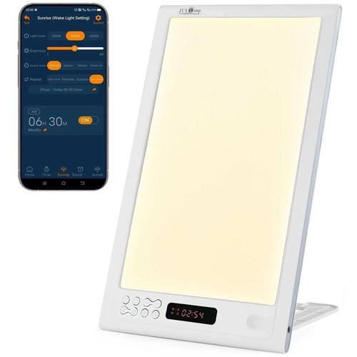 Light Therapy Lamp Alarm Clock 12000 Lux with Sunrise Sunset Sim