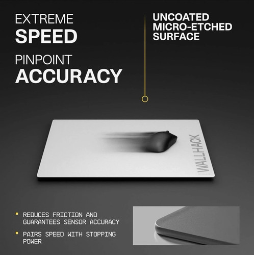 Wallhack SP-004A Glass Gaming Mouse Pad, Medium 15.4x17.7 in, Wh - photo 3