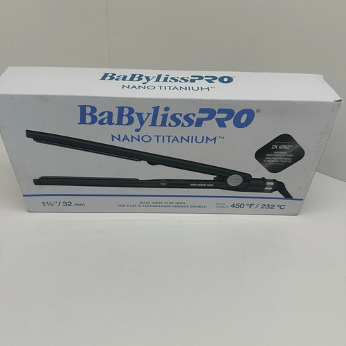 BABYLISS PRO NANO TITANIUM 1-1/4" DUAL IONIC FLAT IRON - Black