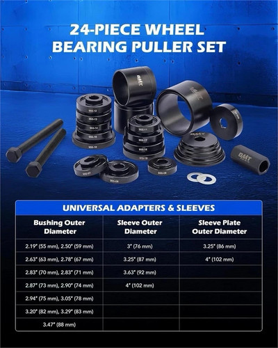 24-Pc Universal Wheel Bearing Press Kit for Easy Removal & Insta