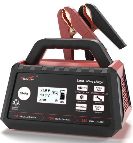 TowerTop 12V Smart Car Battery Charger, 2/10/25 Amp
