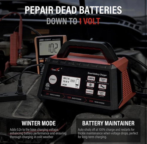 TowerTop 12V Smart Car Battery Charger, 2/10/25 Amp - photo 4