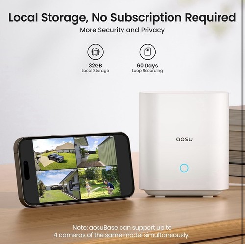 aosu 2K QHD Battery Security Cameras Wireless Outdoor System, 4- - photo 3