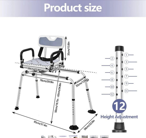 Shower Chair for Tub Transfer Bench 350 Lb Capacity - photo 3