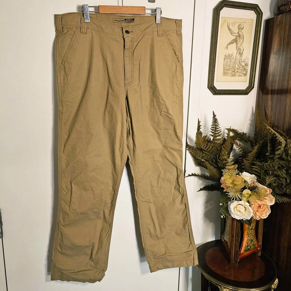 38x32 New Carhartt Rugged Flex Canvas Mens Work Pants Tan - photo 5