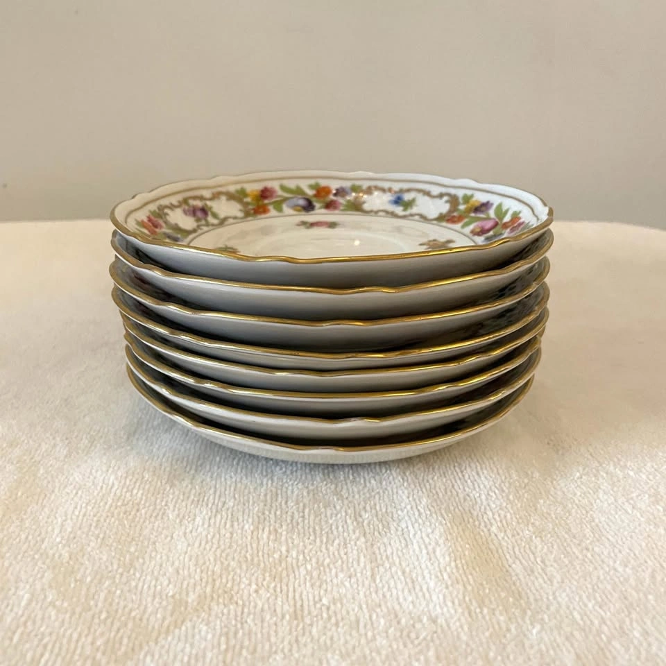 VTG Schumann Bavaria Empress Dresden Flowers Saucers 5.75”-Set o - photo 2
