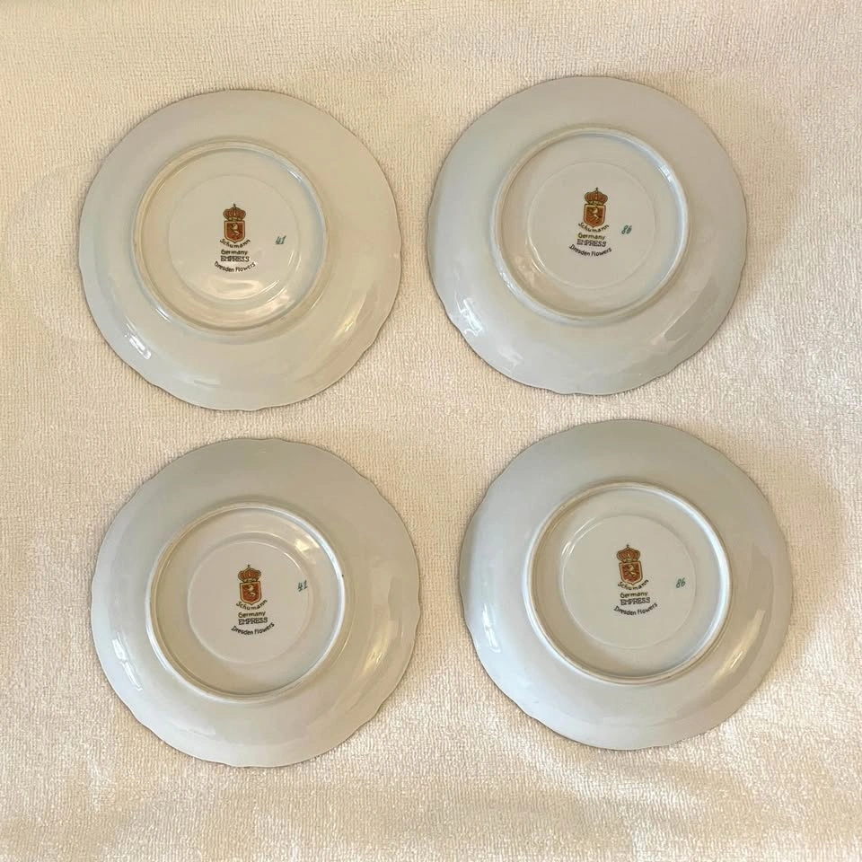 VTG Schumann Bavaria Empress Dresden Flowers Saucers 5.75”-Set o - photo 3