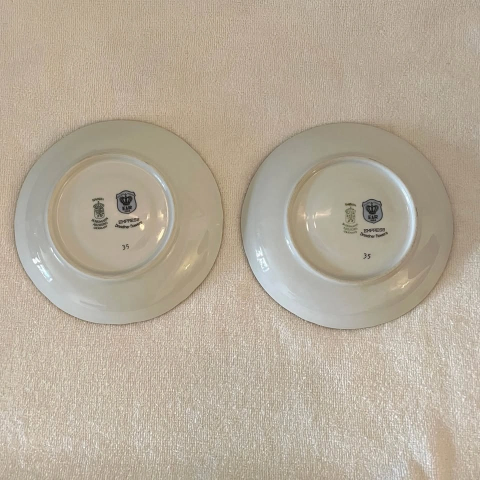 VTG Schumann Bavaria Empress Dresden Flowers Saucers 5.75”-Set o - photo 5