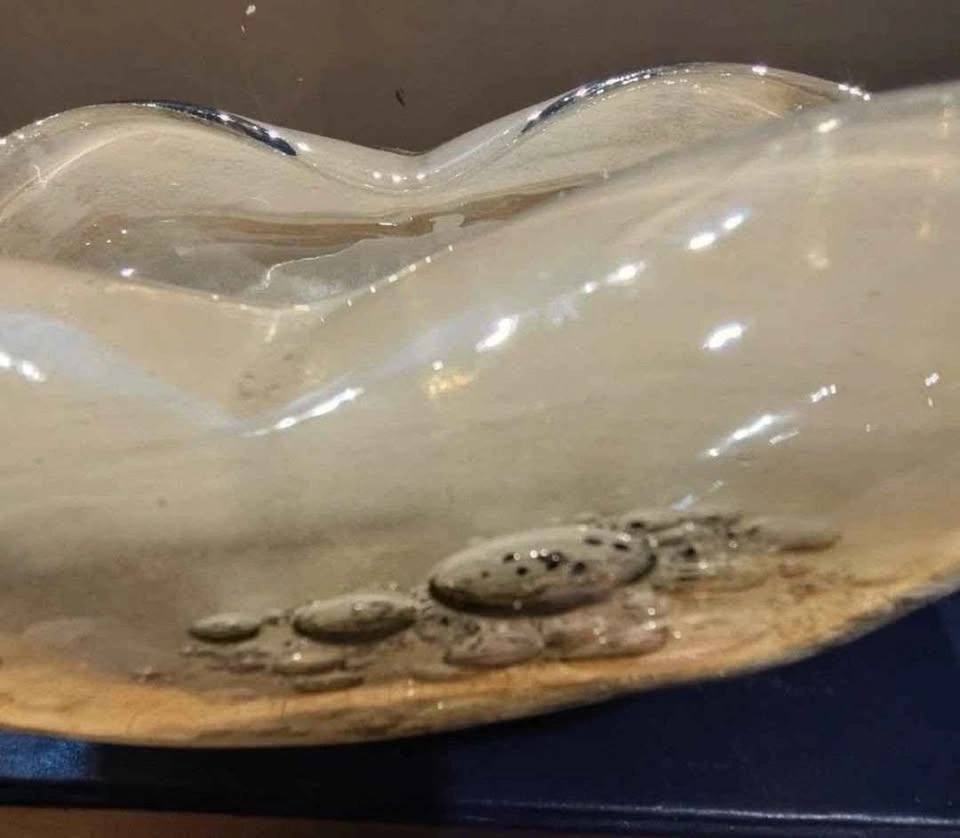 Glass Art Bowl with Bubbles 7" long - photo 5