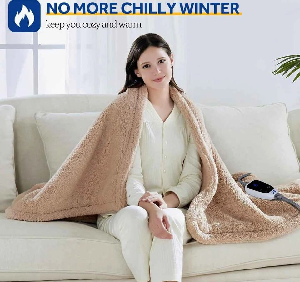 NEW SEALY SHERPA WARMING THROW 50X60IN CAMEL COLOUR - photo 2