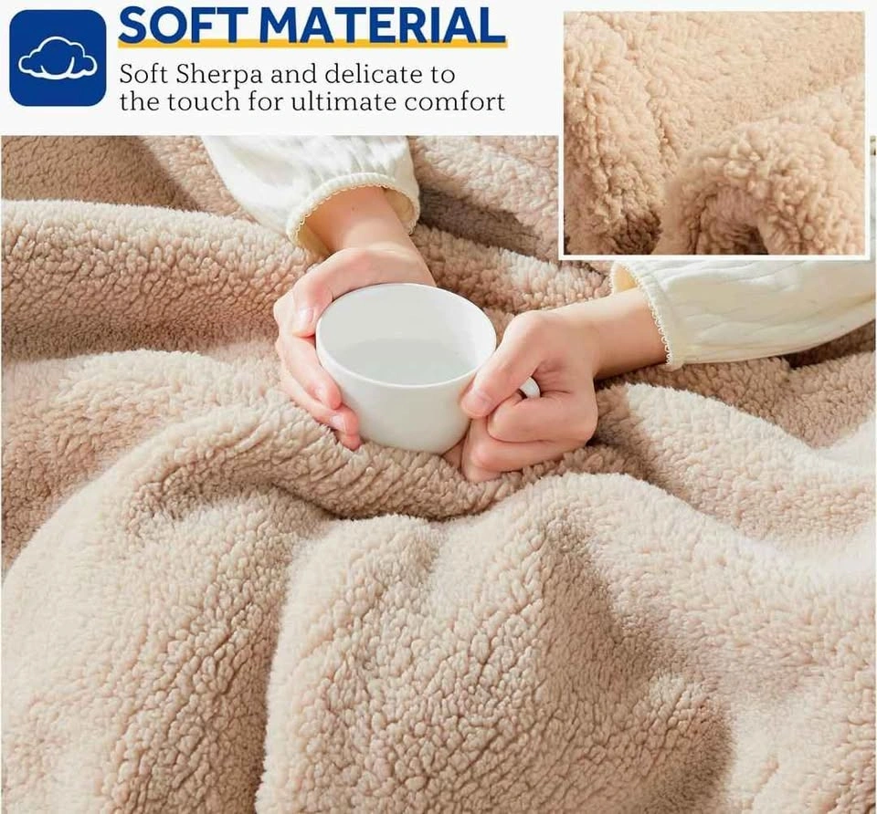 NEW SEALY SHERPA WARMING THROW 50X60IN CAMEL COLOUR - photo 5