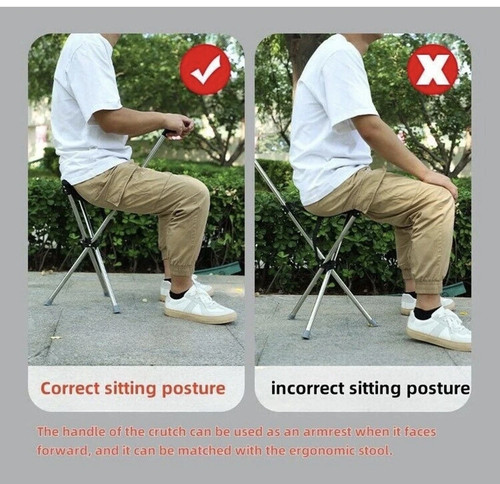 Portable Stainless Steel Folding Walking Cane with Seat - photo 5