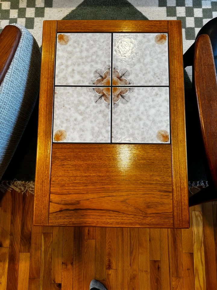 Mid Century Modern Teak Side Table Ceramic Tile Top - photo 2